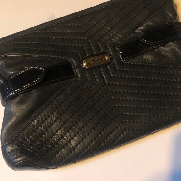 Botkier Black Leather Clutch w/Gold tone hardware - Picture 2 of 5